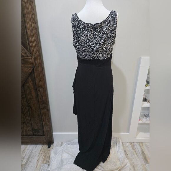 Alex Evenings Empire Waist Ruched Glitter Formal Dress NWOT size 12 Black - Picture 4 of 6